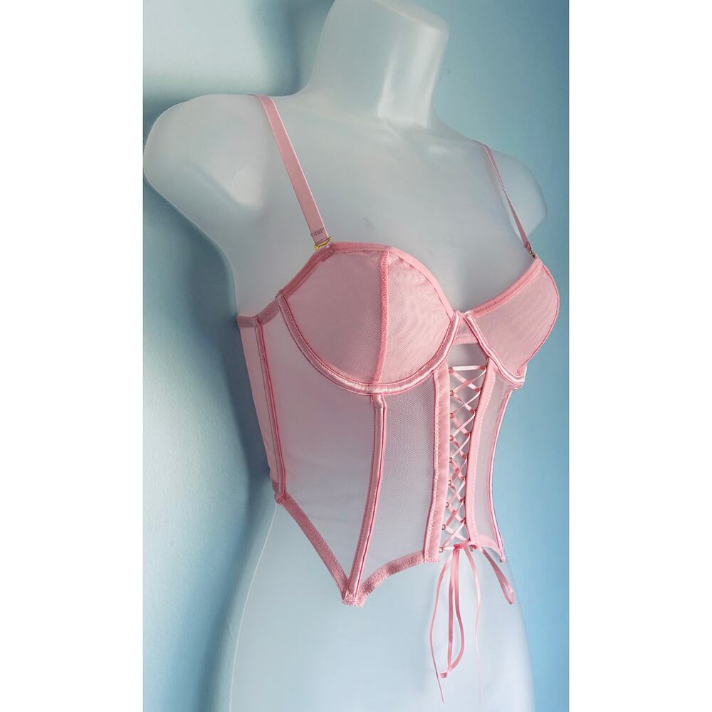 Corset Top Small Pink Lace Up Body Rage - Picture 2 of 7